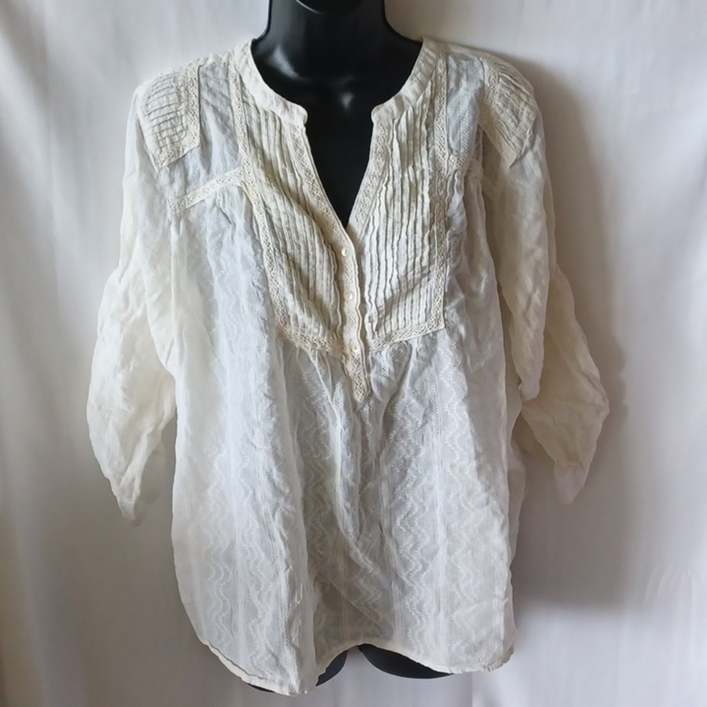 FORBIDDEN LOS ANGELES White Popover Collar Cotton Blouse